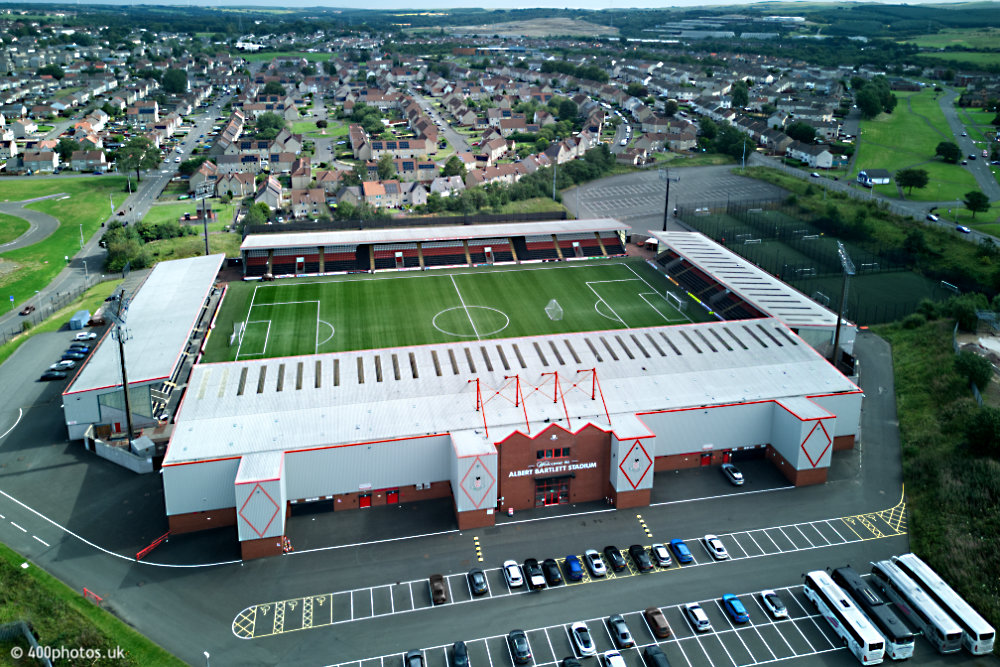 The Albert Bartlett Stadium, Airdrie, Airdrieonians, aerial photograph