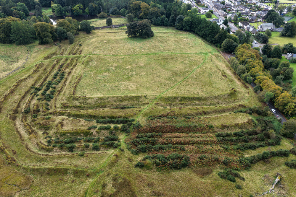 Ardloch Roman Fort, just north of Braco, Perthshire, Scotland, licensable aerial photograph