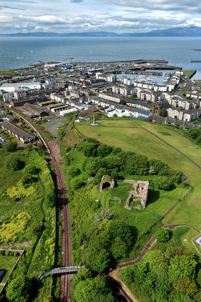 Ardrossan Castle, North Ayrshire, licensable aerial photograph