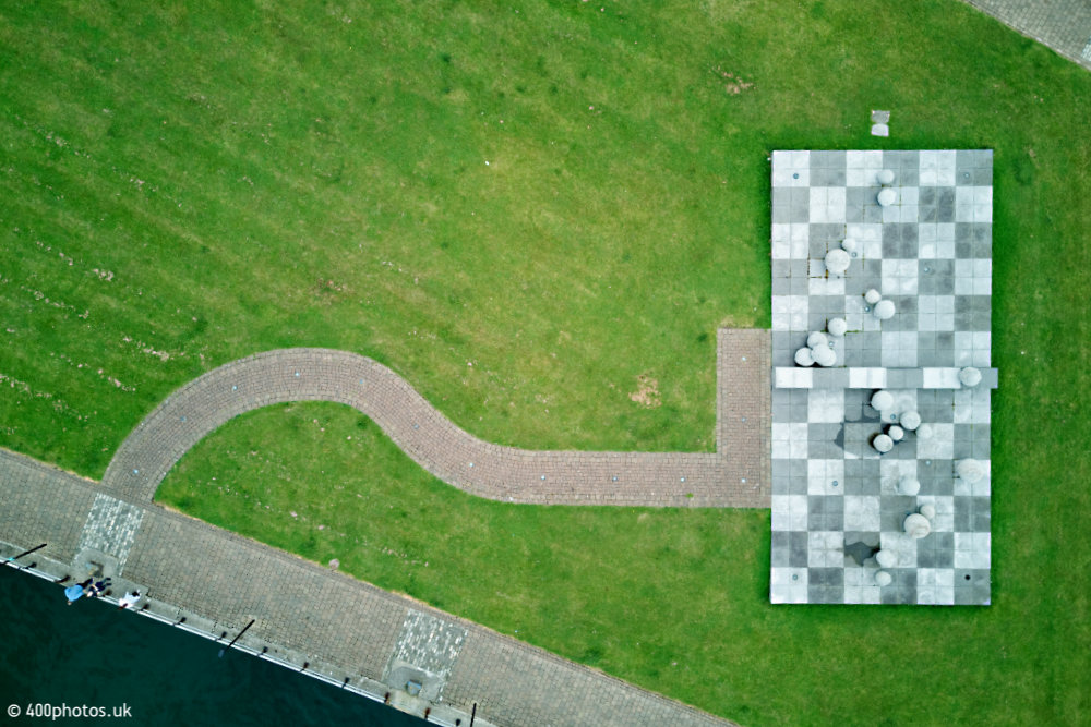Ardrossan Marina and sculpture, North Ayrshire, aerial photograph