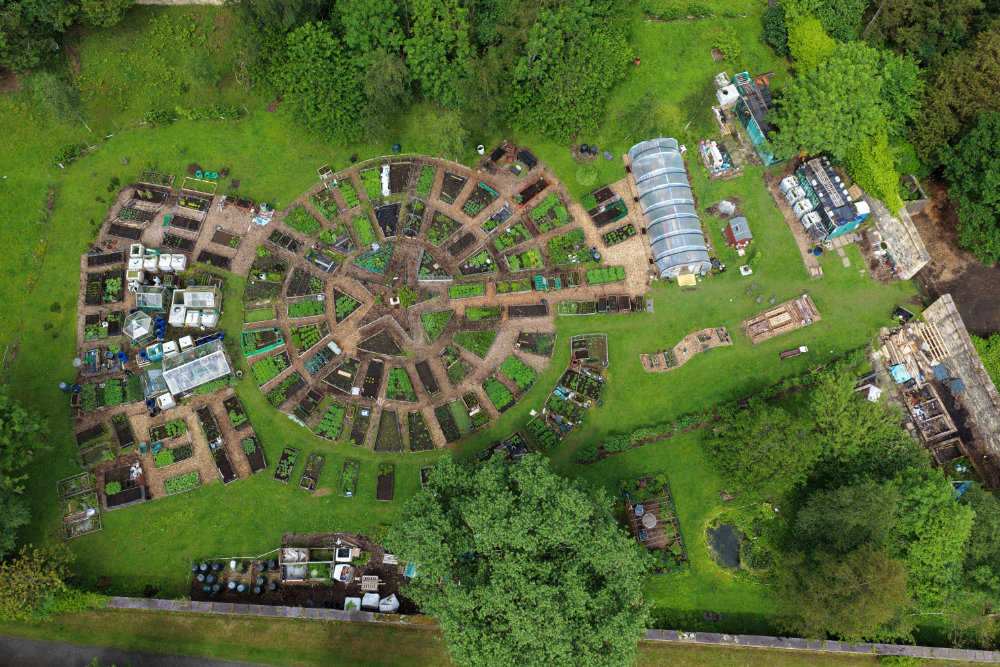 Assloss Community Garden, Dean Castle Kilmarnock, licensable aerial photograph