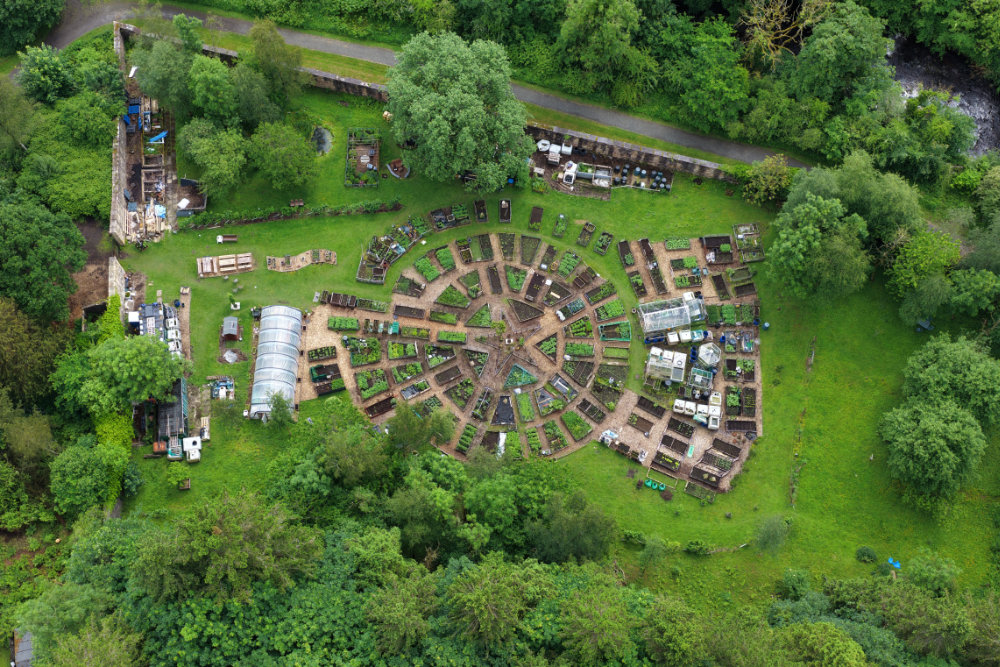 Assloss Community Garden, Dean Castle Kilmarnock, licensable aerial photograph