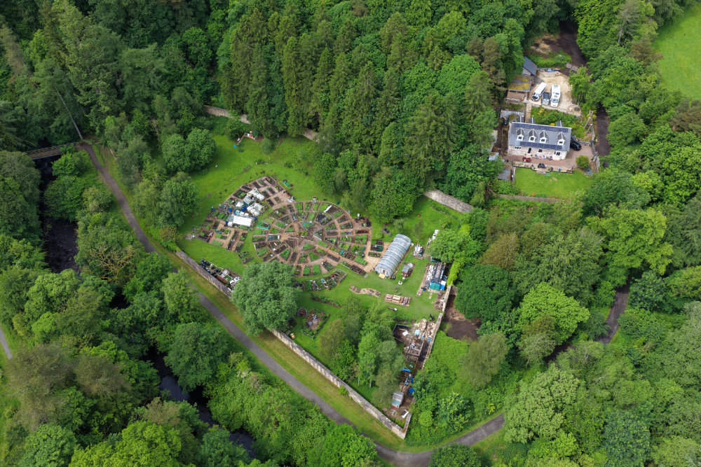 Assloss Community Garden, Dean Castle Kilmarnock, licensable aerial photograph