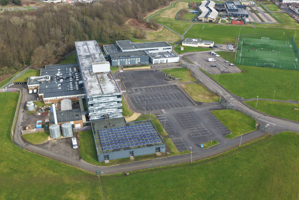 Auchenharvie Academy, Stevenston, aerial photograph