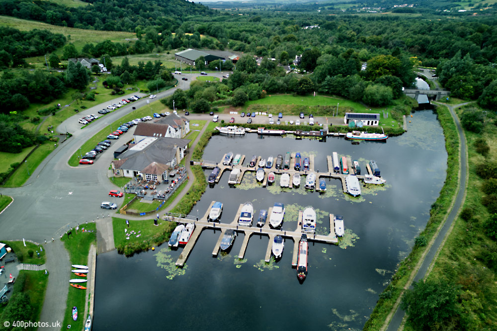 Auchinstarry Marina, Forth and Clyde Canal, Kilsyth, aerial photograph
