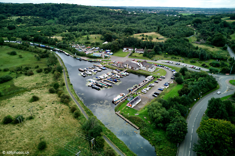 Auchinstarry Marina, Forth and Clyde Canal, Kilsyth, aerial photograph