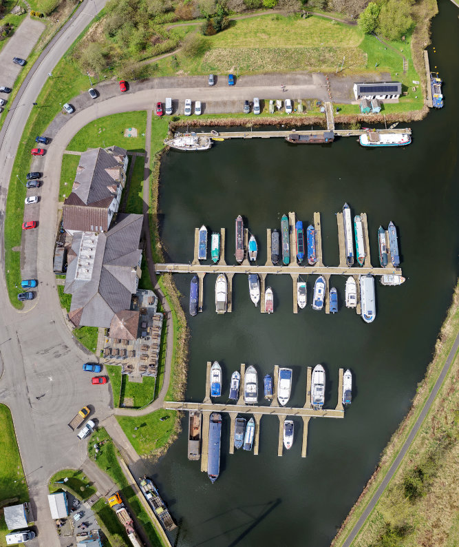 Auchinstarry Marina, Forth and Clyde Canal, Kilsyth, aerial photograph