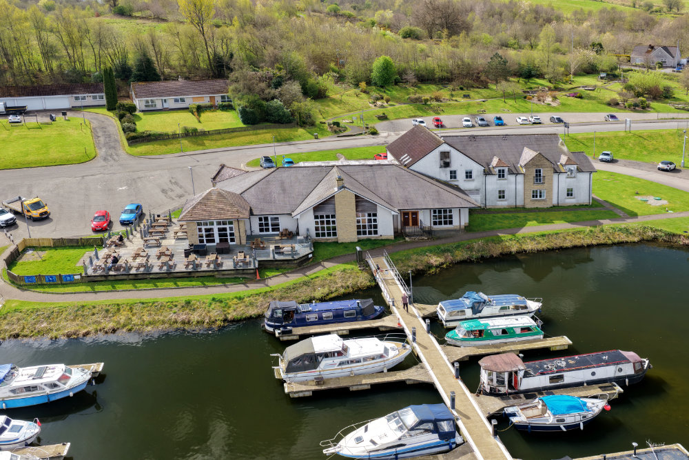 Auchinstarry Marina, Forth and Clyde Canal, Kilsyth, aerial photograph