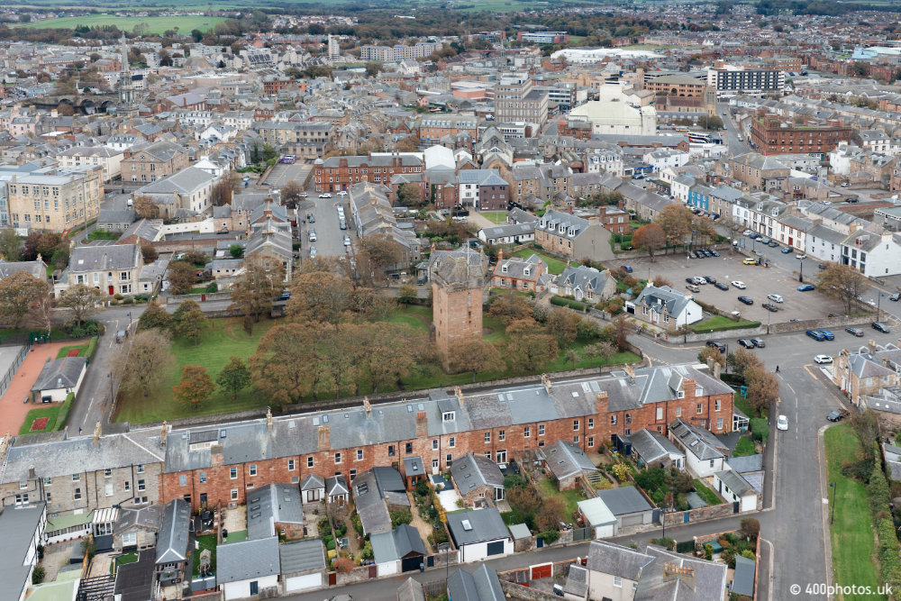 St Johns Tower, The Citadel, Ayr, aerial photograph