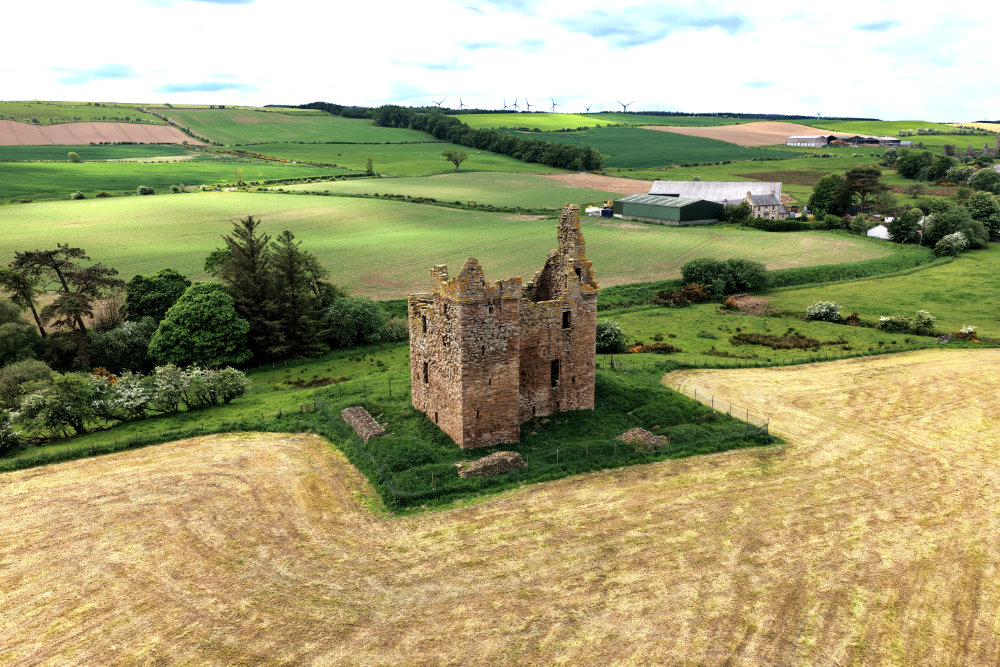 Baltersan Castle, south of Maybole, South Ayrshire, licensable aerial photograph