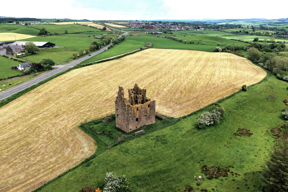 Baltersan Castle, south of Maybole, South Ayrshire, licensable aerial photograph