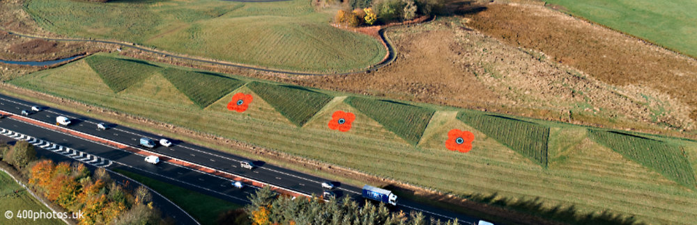 Bathgate Pyramids, M8, aerial photograph