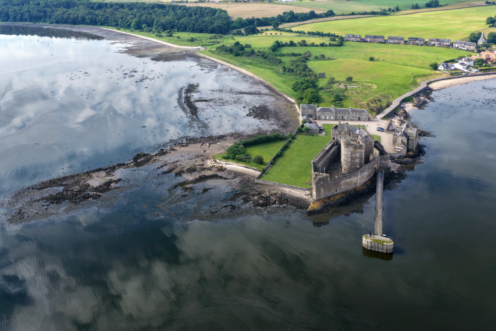 Blackness Castle, River Forth, Linlithgow, Scotland, licensable aerial photograph