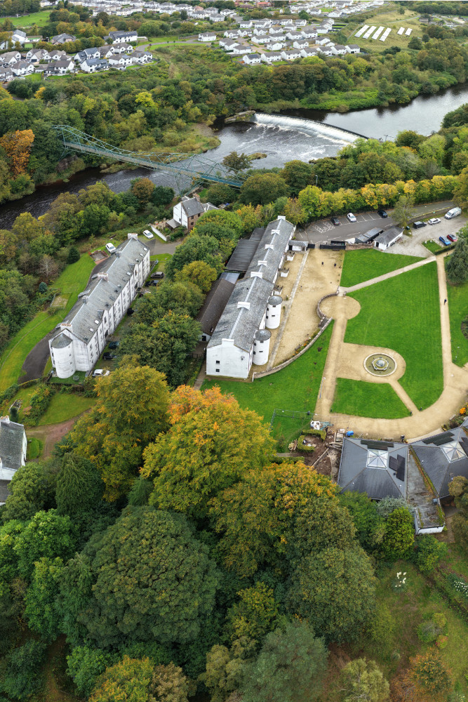 David Livingston Centre, Birthplace and museum in Blantyre, South Lanarkshire, Scotland, licensable aerial photograph