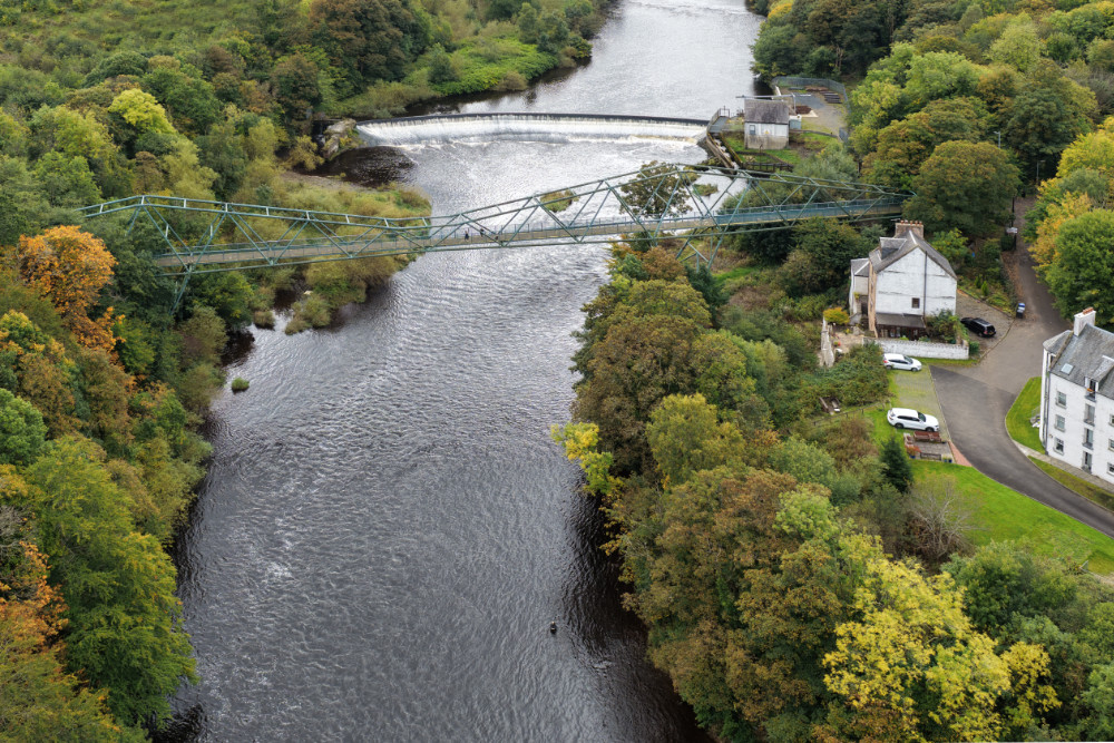 The David Livingston Memorial Bridge, Blantyre, South Lnarkshire, Scotland, licensable aerial photograph