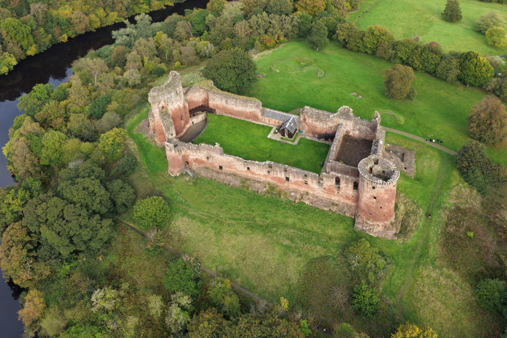 Bothwell Castle, South Lanarkshire, Scotland, licensable aerial photograph