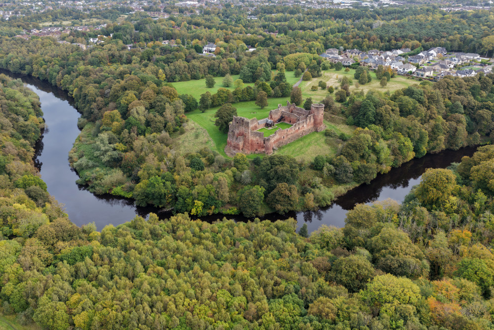 Bothwell Castle, South Lanarkshire, Scotland, licensable aerial photograph