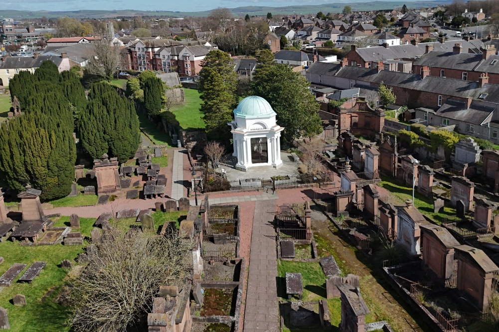 Burns Mausoleum, Dumfries, aerial photograph