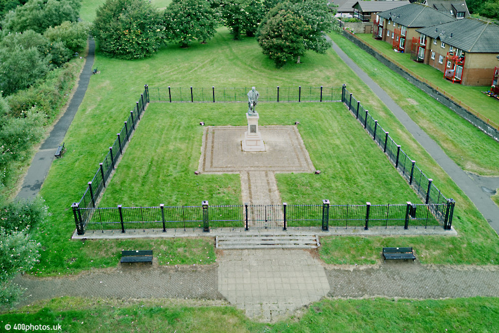 Robert Burns Statue, Town Moor, Irvine, aerial photograph