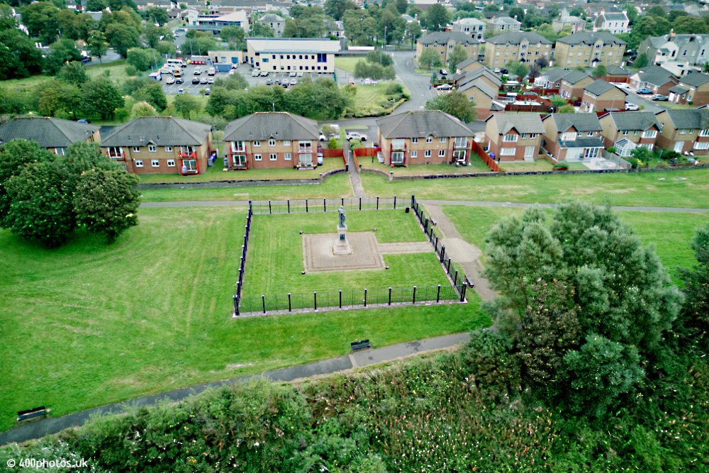 Robert Burns Statue, Town Moor, Irvine, aerial photograph