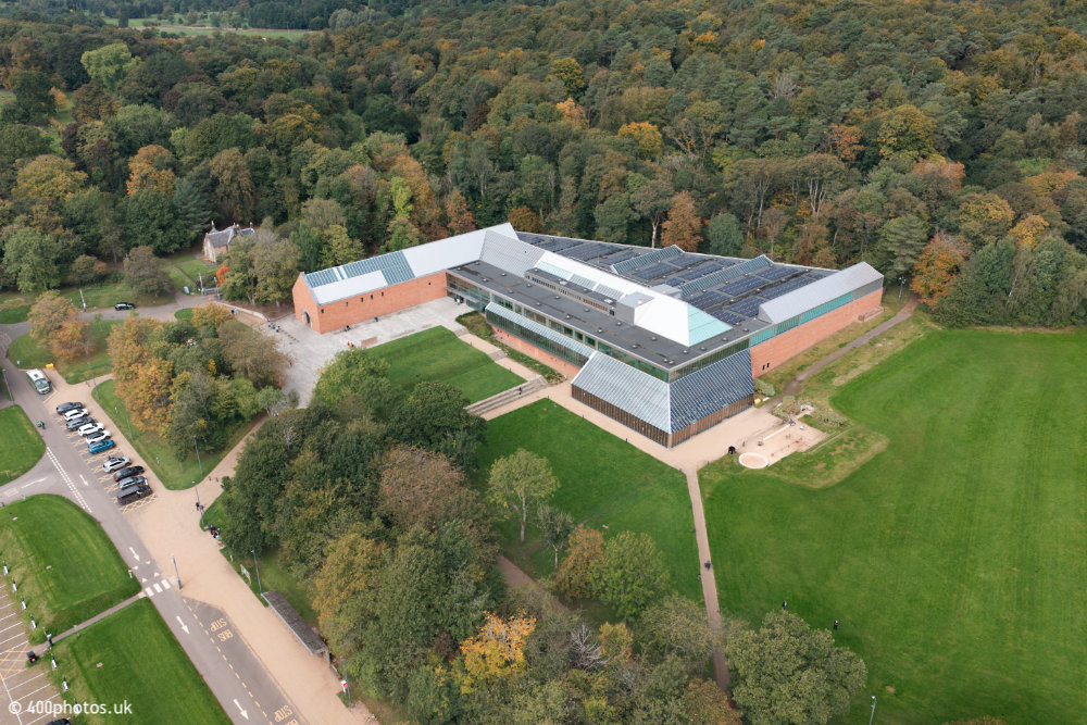 The Burrell Collection, Pollok Park, Glasgow, aerial photograph