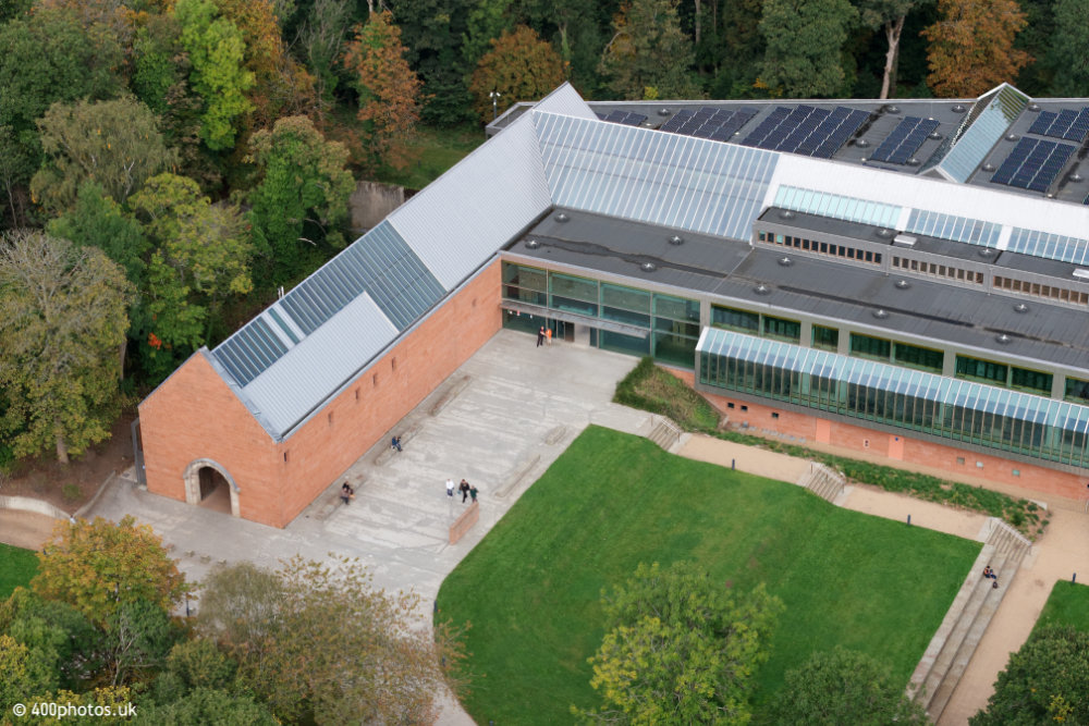 The Burrell Collection, Pollok Park, Glasgow, aerial photograph
