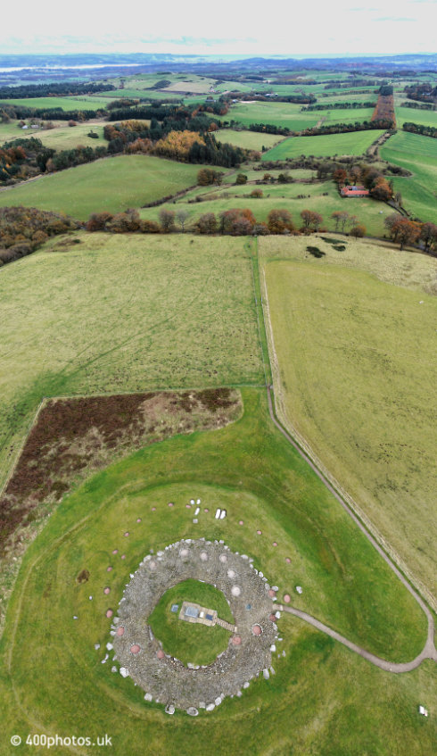 Cairnpapple Hill, east of Torpichen, north of Bathgate, aerial photograph