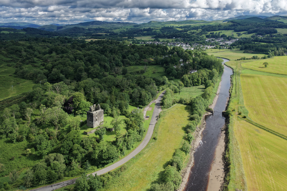 Cardoness Castle, by Gatehouse of Fleet, Dumfries and Galloway, licensable aerial photograph