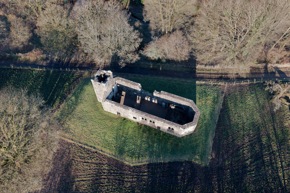Castle Semple Collegiate Church, Lochwinnoch, Renfrewshire, aerial photograph