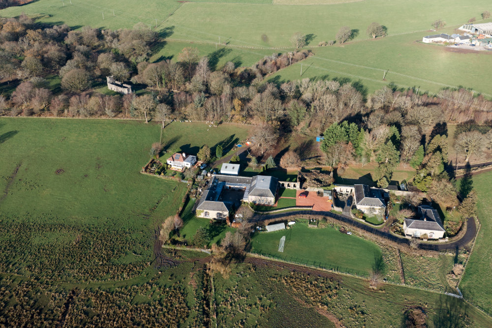 Castle Semple Collegiate Church, Lochwinnoch, Renfrewshire, aerial photograph
