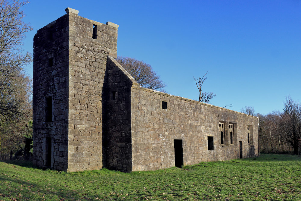 Castle Semple Collegiate Church, Lochwinnoch, Renfrewshire, aerial photograph