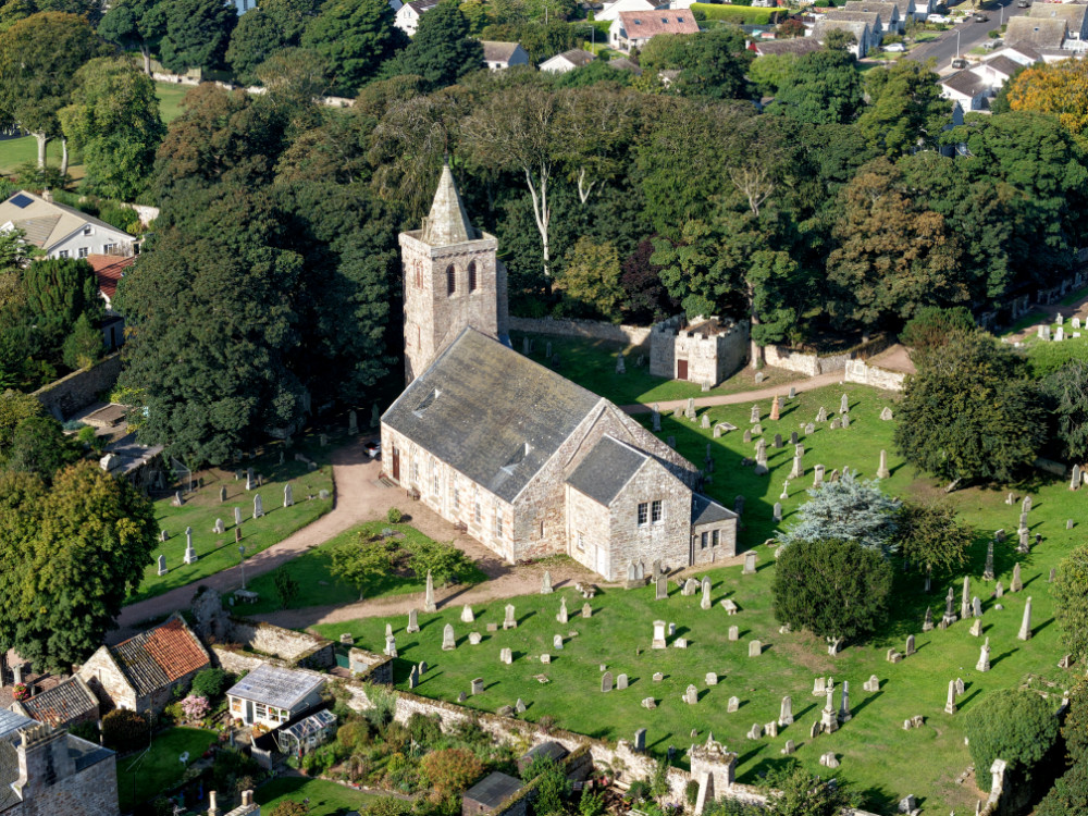 Crai Church - East Neuk of Fife, licensable aerial photograph