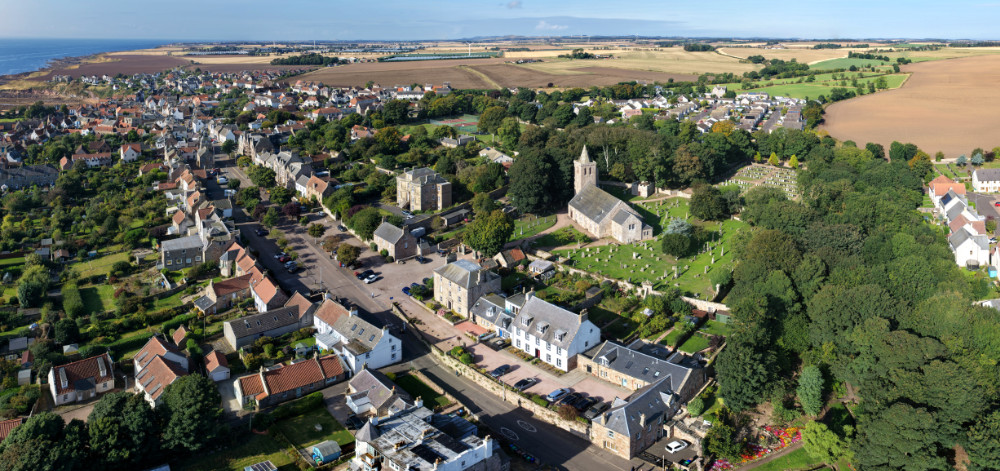 Crai Church - East Neuk of Fife, licensable aerial photograph