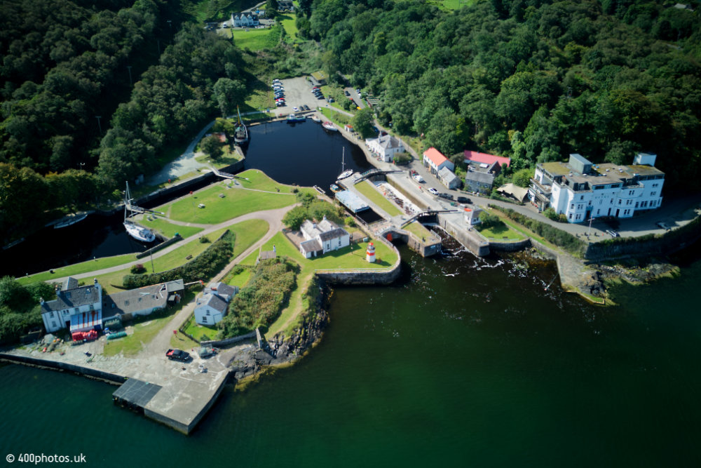 Crinan Canal, Crinan, Argyll & Bute, aerial photograph
