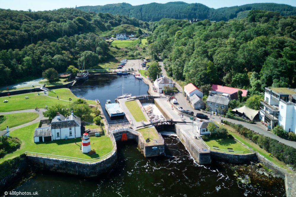 Crinan Canal, Crinan, Argyll & Bute, aerial photograph