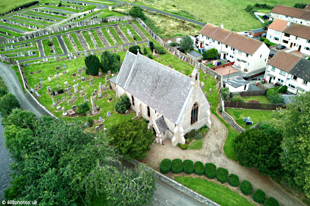 Dalrymple Church, East Ayrshire, aerial photograph