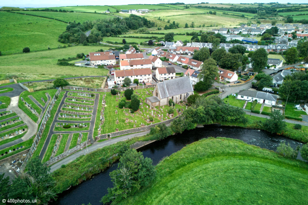 Dalrymple Church, East Ayrshire, aerial photograph