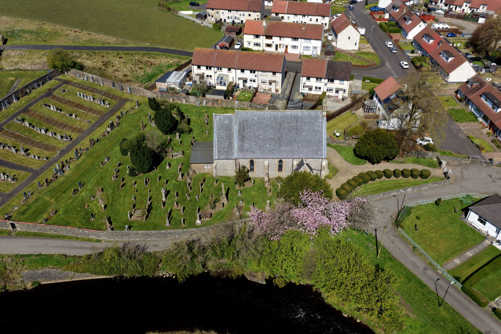 Dalrymple Church, East Ayrshire, aerial photograph