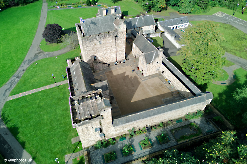 Dean Castle and Country Park, Kilmarnock, Ayrshire, aerial photograph