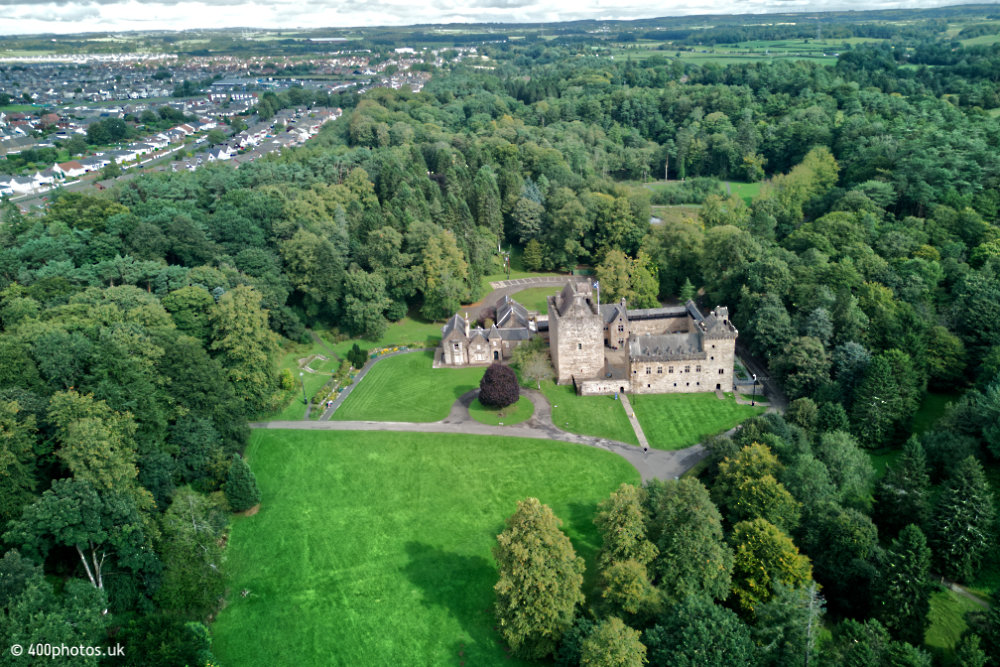 Dean Castle and Country Park, Kilmarnock, Ayrshire - aerial photograph