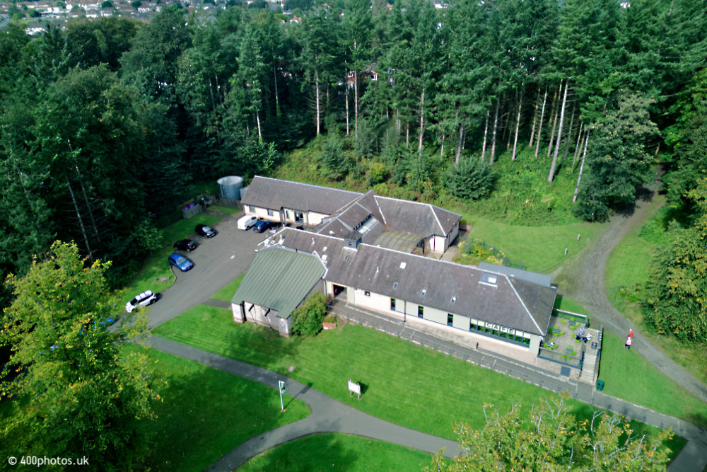 Dean Castle and Country Park, Kilmarnock, Ayrshire, aerial photograph