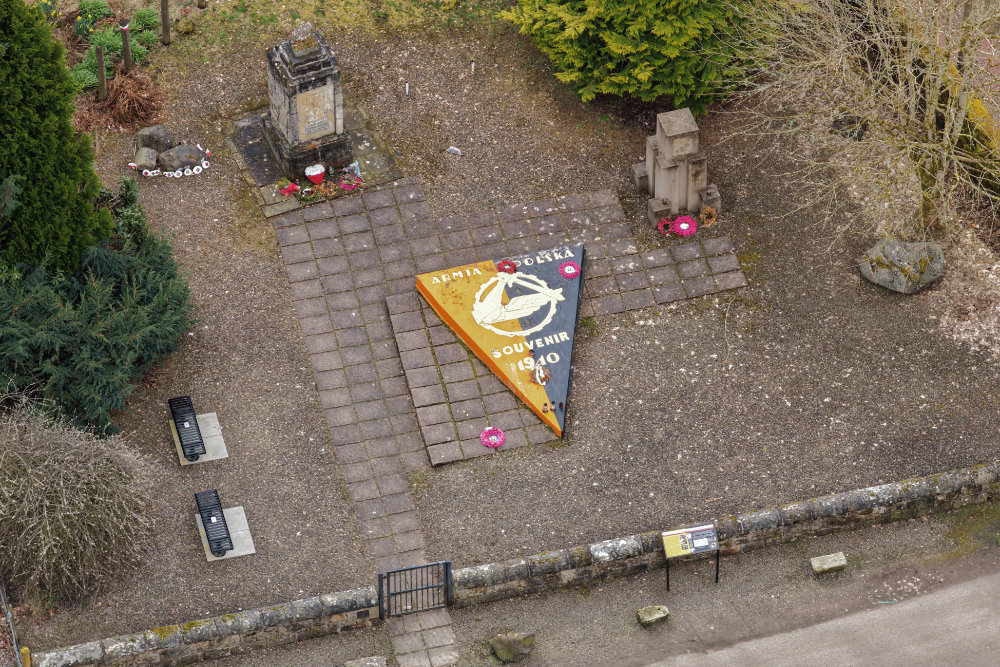 Polish war memorial, Douglas, South Lanarkshire, aerial photograph