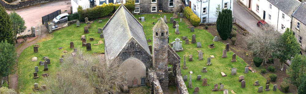 St Bride's Church, Douglas, South Lanarkshire, aerial photograph