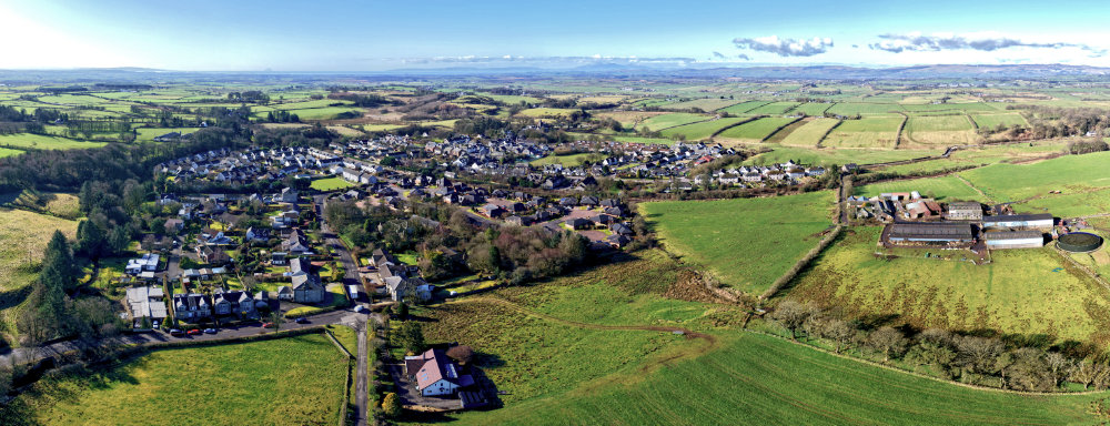 Dunlop Village and Church, North Ayrshire, aerial photograph