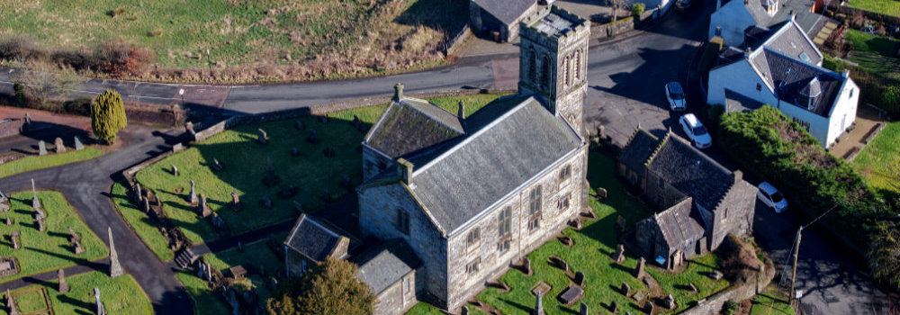 Dunlop Village and Church, North Ayrshire, aerial photograph