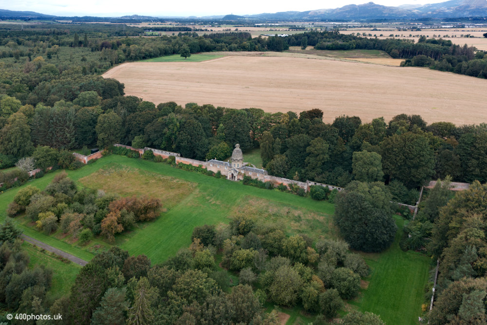 Dunmore Pineapple, Airth, Stirling, aerial photograph