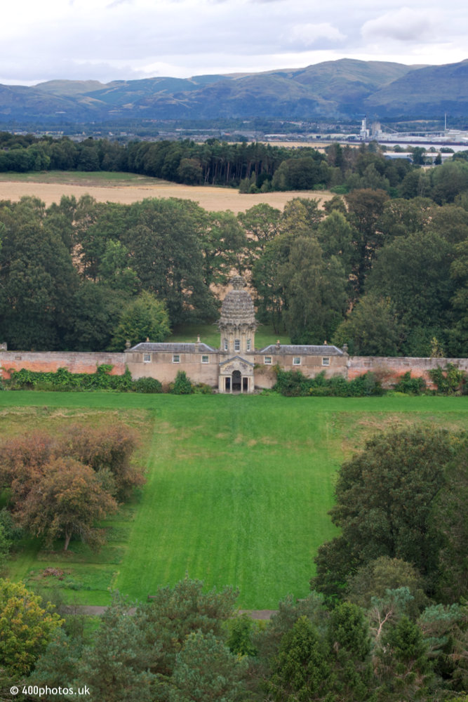 Dunmore Pineapple - Airth, Stirling, aerial photograph