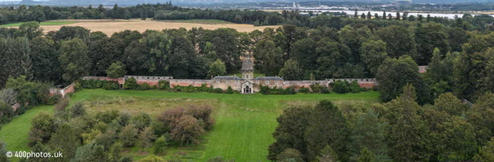 Dunmore Pineapple - Airth, Stirling, aerial photograph
