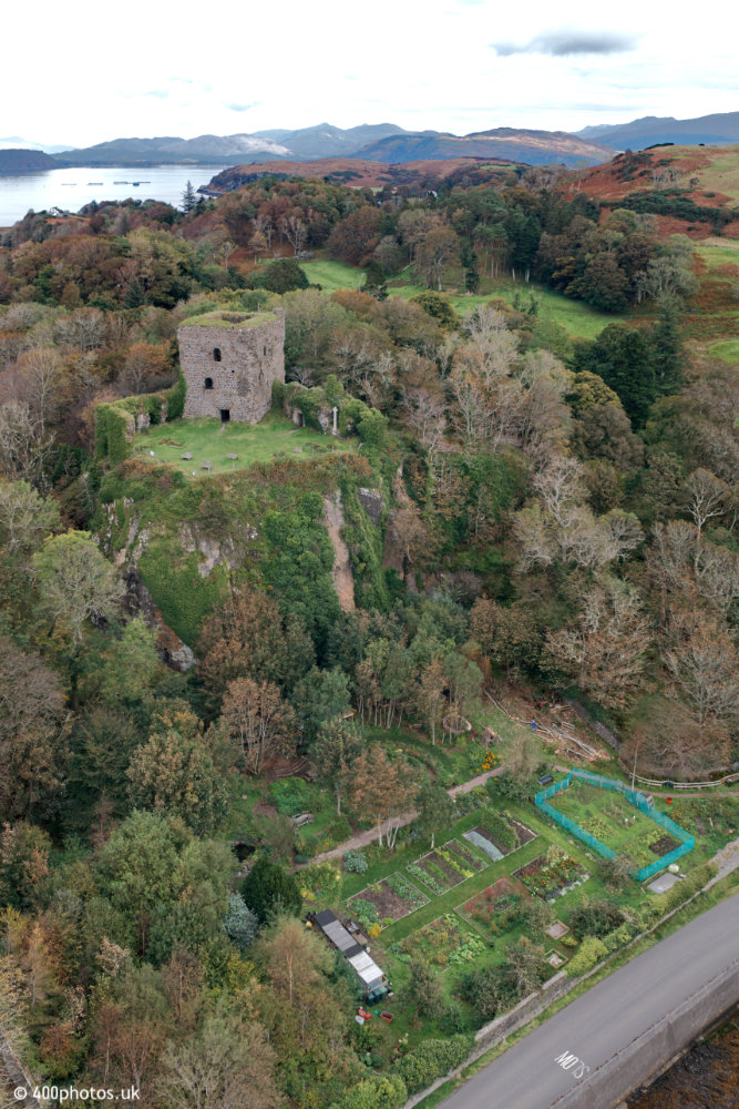 Dunollie Castle, Oban, Argyll and Bute, aerial photograph