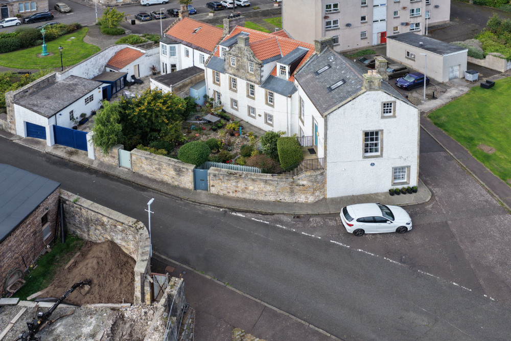 Dysart Harbour, St Serf's Tower and Stuart Birthplace, licensable aerial photograph